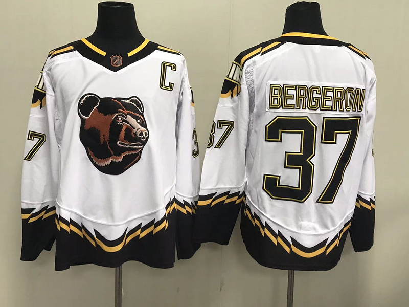 Men's Boston Bruins Patrice Bergeron #37 White Jersey